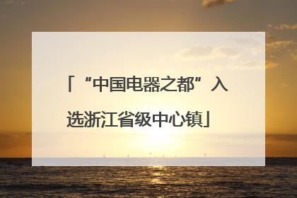 “中国电器之都”入选浙江省级中心镇