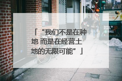 “我们不是在种地 而是在经营土地的无限可能”