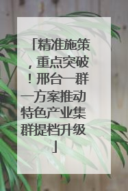 精准施策，重点突破！邢台一群一方案推动特色产业集群提档升级