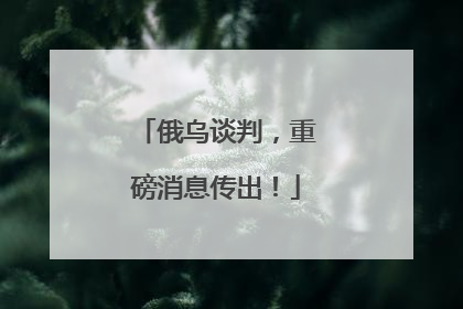 俄乌谈判，重磅消息传出！