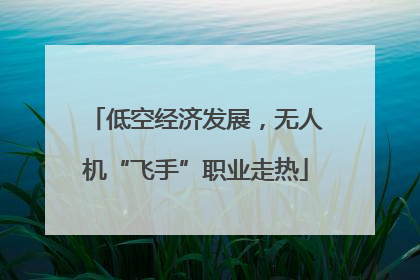 低空经济发展，无人机“飞手”职业走热