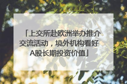 上交所赴欧洲举办推介交流活动，境外机构看好A股长期投资价值