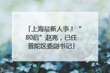 上海最新人事！“80后”赵亮，已任普陀区委副书记