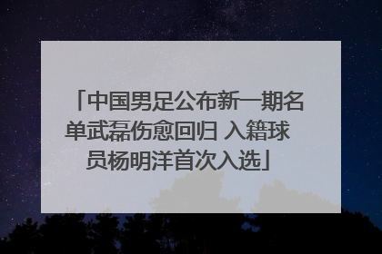 中国男足公布新一期名单武磊伤愈回归 入籍球员杨明洋首次入选