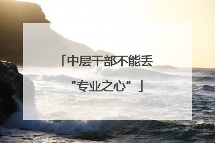 中层干部不能丢“专业之心”
