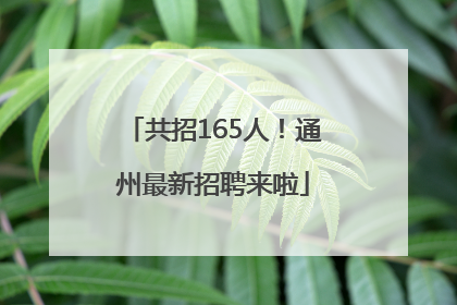 共招165人！通州最新招聘来啦