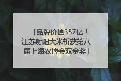 品牌价值357亿！江苏射阳大米斩获第八届上海农博会双金奖