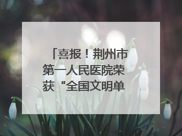 喜报！荆州市第一人民医院荣获“全国文明单位”称号