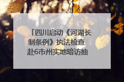 四川启动《河湖长制条例》执法检查 赴6市州实地暗访抽查｜四川人大之声