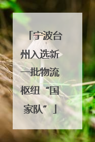 宁波台州入选新一批物流枢纽“国家队”