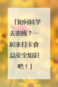 如何科学去农残？一起来打卡食品安全知识吧！