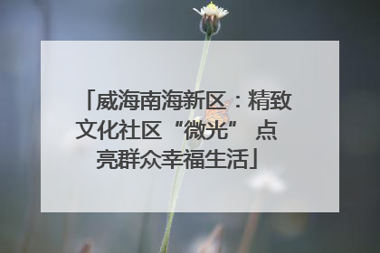 威海南海新区：精致文化社区“微光” 点亮群众幸福生活