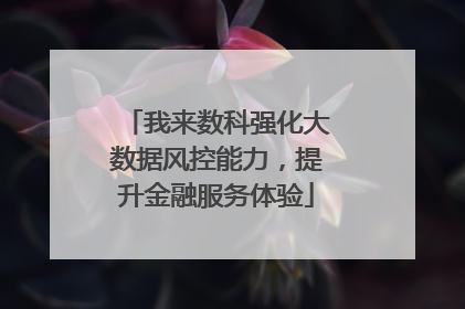 我来数科强化大数据风控能力，提升金融服务体验