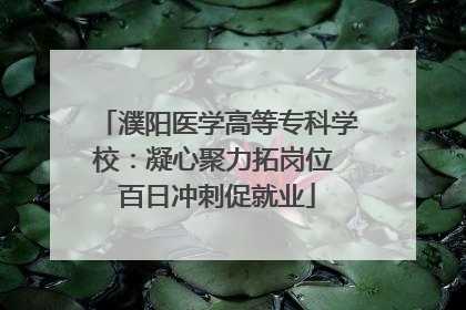 濮阳医学高等专科学校：凝心聚力拓岗位 百日冲刺促就业