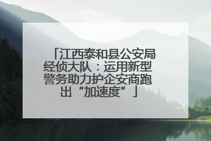 江西泰和县公安局经侦大队：运用新型警务助力护企安商跑出“加速度”