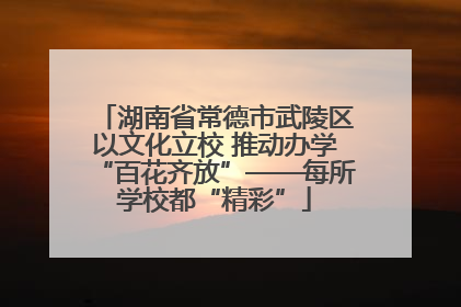 湖南省常德市武陵区以文化立校 推动办学“百花齐放”——每所学校都“精彩”