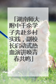 湖南师大附中千余学子奔赴乡村实践，副校长启动式热血演讲唤青春共鸣