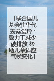 联合国儿基会驻华代表桑爱玲：致力于减少碳排放 帮助儿童适应气候变化