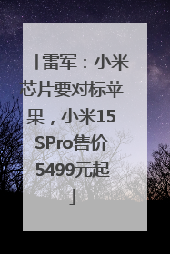 雷军：小米芯片要对标苹果，小米15SPro售价5499元起