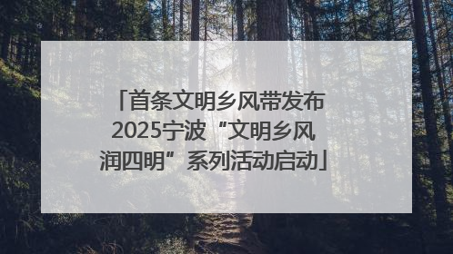 首条文明乡风带发布 2025宁波“文明乡风润四明”系列活动启动