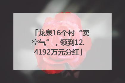 龙泉16个村“卖空气”，领到12.4192万元分红